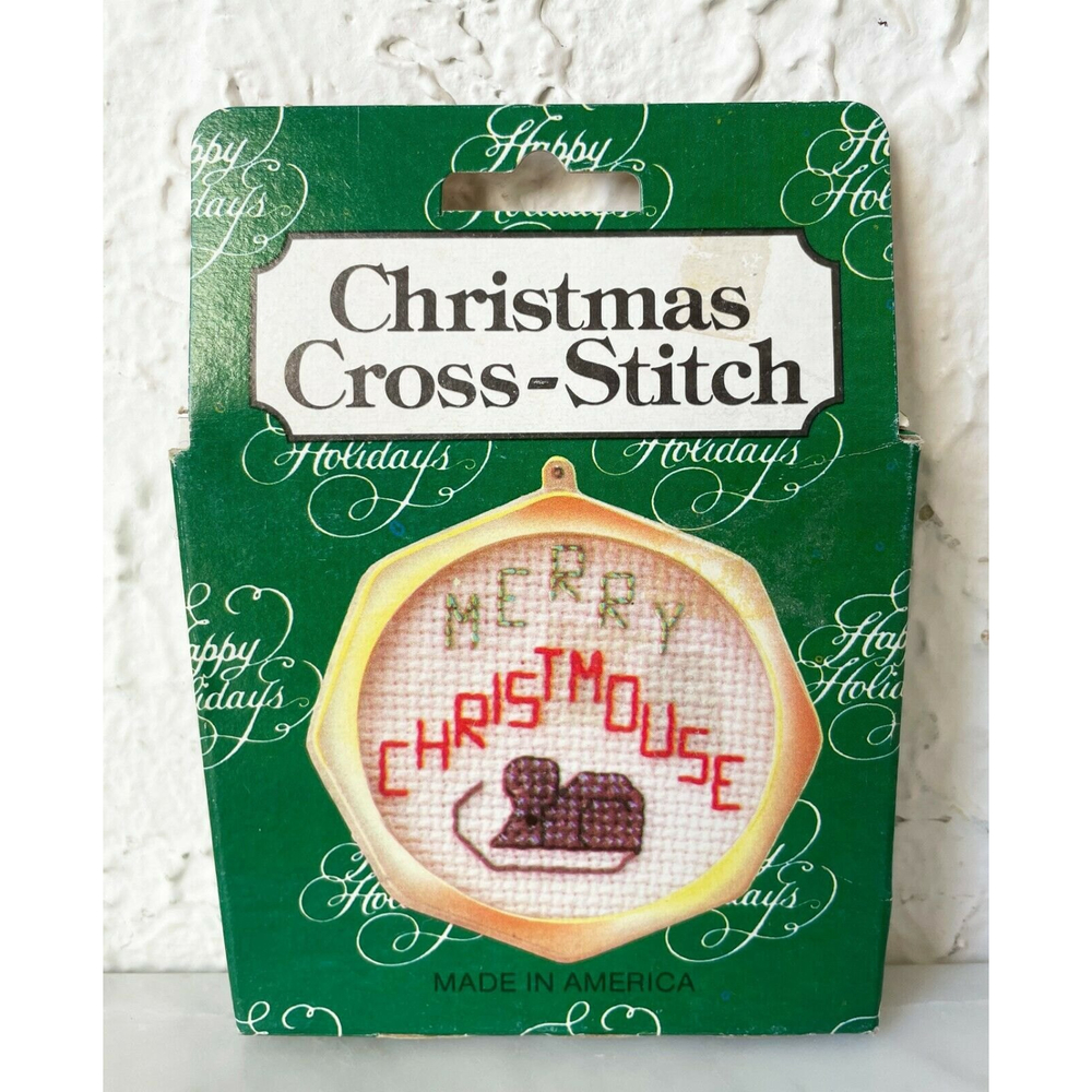Merry Christmouse Christmas Counted Cross Stitch Ornament Kit w/Frame-Quill Art